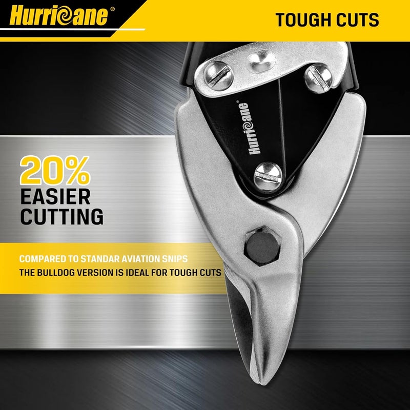 Hurricane Bulldog Aviation Tin Snips, 9-1/2 Inch. Straight Cut Bulldog Metal Cutters, Bulldog Cut Aviation Snips, Sheet Metal Shears, for HVAC & DIY Projects - Image 5
